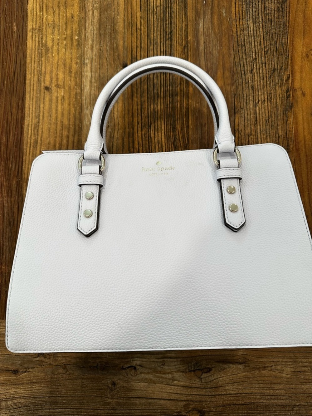 kate spade really light lavenderPebbled Leather Satchel with Gold Hardware